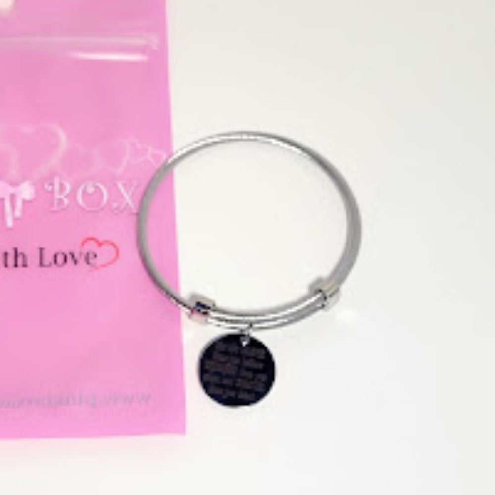 Solid Stainless Steel Inspirational Cable Bangle by Pink Box "You are Braver..."